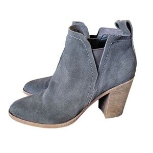 Dolce Vita Gray Suede Ankle Boots/Booties Size 9 Wood Stacked Heel